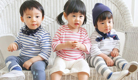 Agibaby Kkakkungnoriter Boys and Girls Baby 3/4 Sleeves  Stripes Shirt Made in South Korea