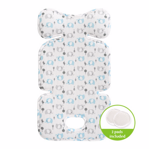 Agibaby 3D Air Mesh Premium Cool Seat Liner- Blue Elephant- 22 unique designs