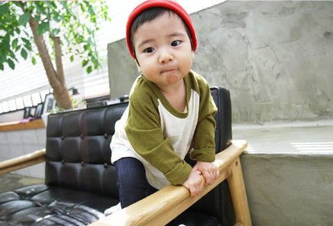 Agibaby Kkkakkungnoriter Boys & Girls Baby Long Sleeve  Baseball Shirt- Made in South Korea