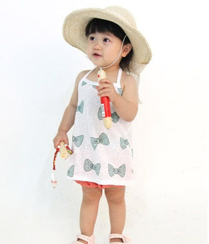 100% Cotton Ribbon halter Sun dress