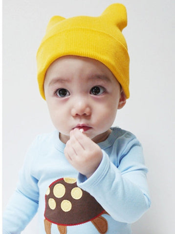 Agibaby Kkakkungnoriter Organic cotton beanie hat for baby - yellow- made in South Korea