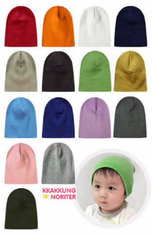 100% Cotton 3 pack Infant & Toddler Cute Beanie Hats- Blue/ Brown/ Dark Grey