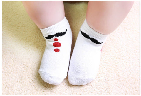 Six pack Newborn/Infant non skid Mustache Socks