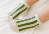 Image of Mesh Non-Skid Ankle Socks- Stripe Green
