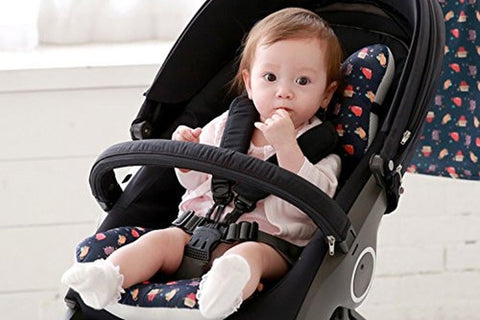 Bebenuvo 3D Air Mesh & Microfiber 4 Seasons Double Seat Liner For Carseat & Stroller - Navy Kitty