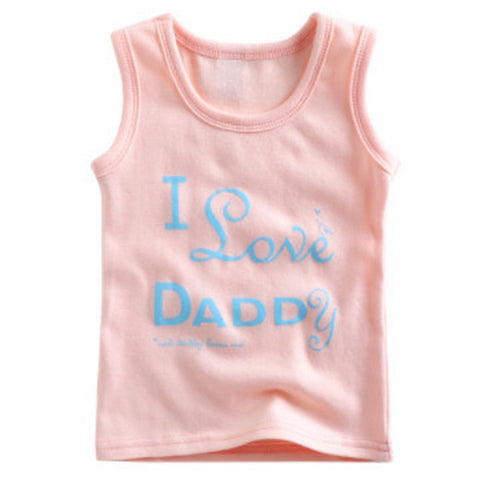 Unisex Cotton I love mommy & I love Daddy Sleeveless Tshirt