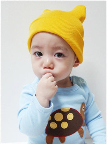 Agibaby Kkakkungnoriter Organic cotton beanie hat for baby - yellow- made in South Korea