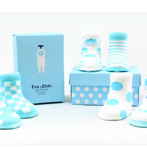 Six pack Newborn/Infant non skid Sky Socks