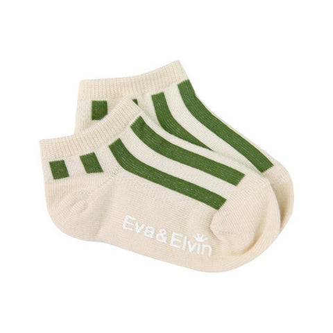 Mesh Non-Skid Ankle Socks- Stripe Green
